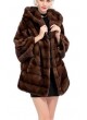 Mink Fur Coat Jacket with Hood Women's One Size  