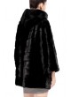 Mink Fur Coat Jacket Black with Hood Women's Female Mink Fur