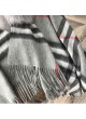 Wool Blend Shawl Cape Wrap with Detachable Fox Fur Collar  Gray Checkered Women's
