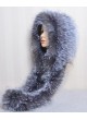 Knitted  Fox Fur Silver Hood Hat Scarf Women's