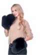 Fox Fur Black Mittens Gloves Men Women Unisex
