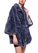 Mink Fur Coat Jacket Cape Blue Women's XL