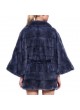 Mink Fur Coat Jacket Cape Blue Women's XL