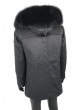 Winter Parka Coat Jacket Black Fox Fur Trim & Rex Rabbit Fur Lining, Men's HOOD