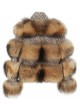 Raccoon Finn Fur Wool Blend Bolero Jacket Coat Women's