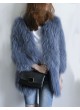 Knitted Fox Fur Coat Jacket Women's Black