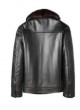 Leather Jacket Coat With Mink Fur Collar Men's New Sz XL Black 