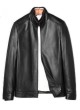 Leather Jacket Coat With Mink Fur Collar Men's New Sz XL Black 
