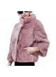 Mink Fur Jacket Coat Bolero Women's Pink Rose Reversible