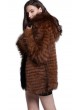 Knitted Fox Fur Black Jacket Coat with Hood Women's