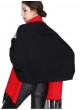 Wool Blend Shawl Cape Wrap with Sleeves Black Red Women's