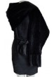 Knitted Mink Fur Black Shawl Cape Stole Wrap with Pockets Women's