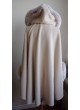 Alpaca Wool w/ Shadow Fox Fur Wrap Cape Poncho  w/ Hood & Sleeves Beige Women's