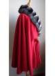 Cashmere 100%  &  Chinchilla Fur Wrap Cape Shawl Red Women's