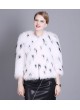 Fox Fur Black & White Jacket Coat Bolero Women's