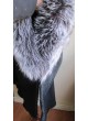 Alpaca Wool w/ Silver Fox Fur Wrap Cape  Poncho w/ Hood & Sleeves, Black, Women's