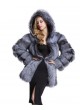Silver Fox Fur Jacket  Coat with Hood Women's
