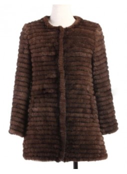 Knitted Mink Fur Jacket Coat Women's