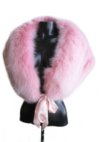 Fox Fur Cape Wrap Collar Stole Pink Women's