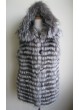 Silver Fox Fur Vest with Hood Women's