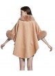 Cashmere Wool w / Fox Fur Wrap Cape Poncho Caramel Women's