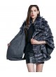 Knitted Fox Fur  Silver Cape Coat Jacket Women's