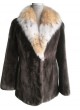 Beaver Sheared  Fur Coat Jacket with Lynx Fur Collar Women's