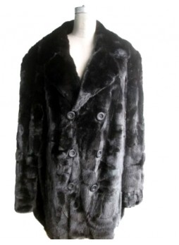 Mink Fur Coat Jacket Black XXXL Men's 