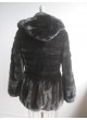 Mink Fur Coat Jacket Black  with Hood Women's Female Mink Fur