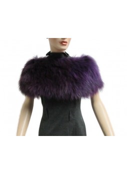 Knitted Fox Fur Purple Wrap Tube  Eternity Scarf Collar Shawl Stole Stretchable Women's 