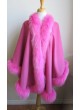 Cashmere Wool w / Fox Fur Wrap Shawl Cape Pink Women's