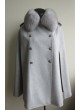 Wool 100%, Gray Cape Poncho with Gray Fox Fur Collar Women