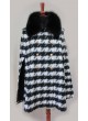 Wool  100%, Black White Cape Poncho with Black Fox Fur Collar Women