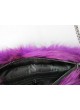 Fox Fur Bag Purse Shoulder Bag Cross-Body Hand Muff Warmer Women's Purple