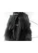 Fox Fur Black Purse Shoulder Bag Cross-Body with Leather Men Women UNISEX