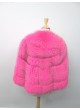 Fox Fur Bolero Jacket Cape Wrap Coat Pink Women's