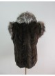 Mink Sheared Mahogany Fur Vest w/ Silver Fox Women's