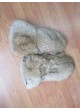 Coyote Fur Mittens with Black Leather Men Women Unisex