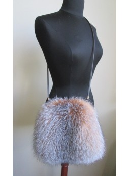 Fox Fur Crystal Bag Purse Shoulder Bag Cross-Body Hand Muff Warmer Women's