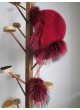 Alpaca Wool Hat w/ Red Silver Fox Fur Women Men