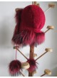 Alpaca Wool Hat w/ Red Silver Fox Fur Women Men