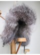 Fox Fur Natural Crystal w/ Black Leather Hat Aviator Trooper Men's Women's UNISEX