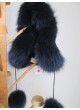 Alpaca Wool Hat w/ Navy Blue Silver Fox Fur Women Men