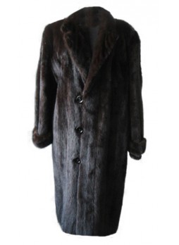 Mink Fur Coat Natural Dark Ranch Size 46 XL 