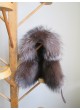 Fox Fur Natural Crystal w/ Dark Brown Leather Hat Aviator Trooper Men's Women's UNISEX