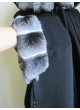 Cashmere, Wool w/ Chinchilla Fur Wrap Cape Poncho w/ Hood & Sleeves Black Women's