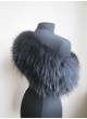 Knitted Fox Fur  Wrap Tube  Eternity Scarf Collar Stole Black Silver Fox Fur  Women's