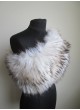 Knitted Fox Fur Beige Wrap Tube Eternity Scarf  Collar Stole Silver White Women's