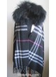 Wool 100% Shawl Wrap Cape poncho with Raccoon Fur Trimmed Hood Women's