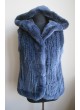 Knitted Rex Rabbit Fur Bue Vest with Hood Women's